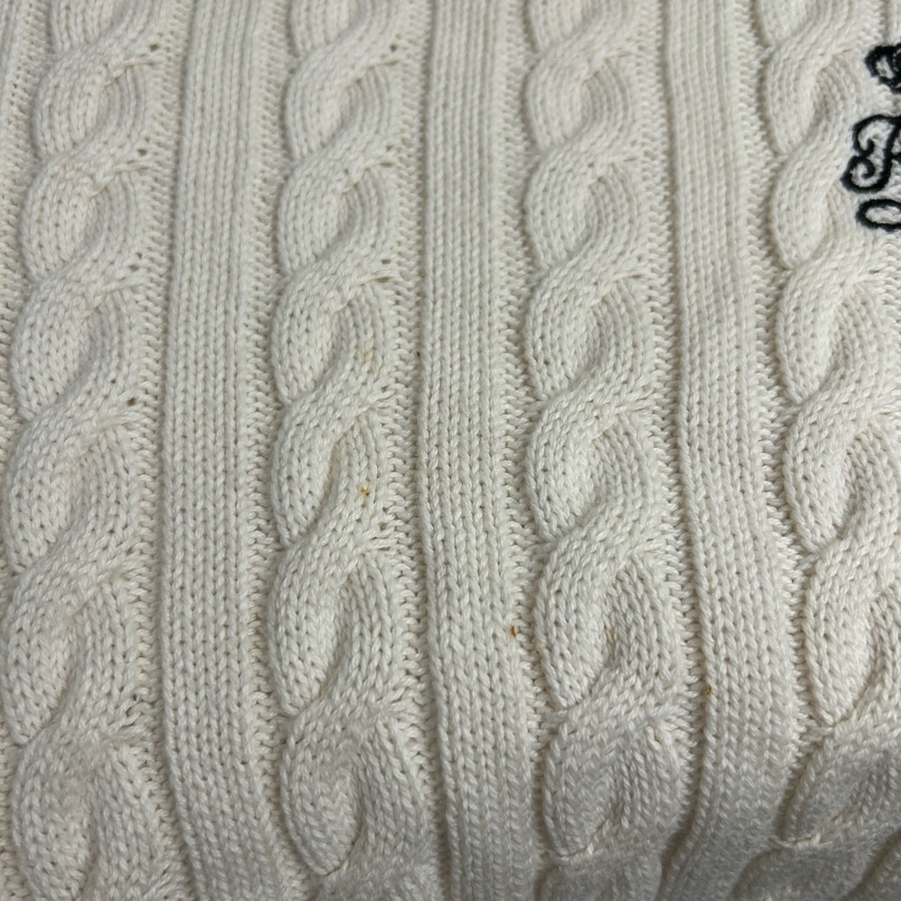 Ralph Lauren White Crewneck Cable Knit Sweater Sz L - Picture 7 of 13